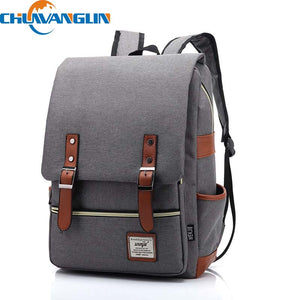 Chuwanglin Retro Men Male canvas College School Student Backpack