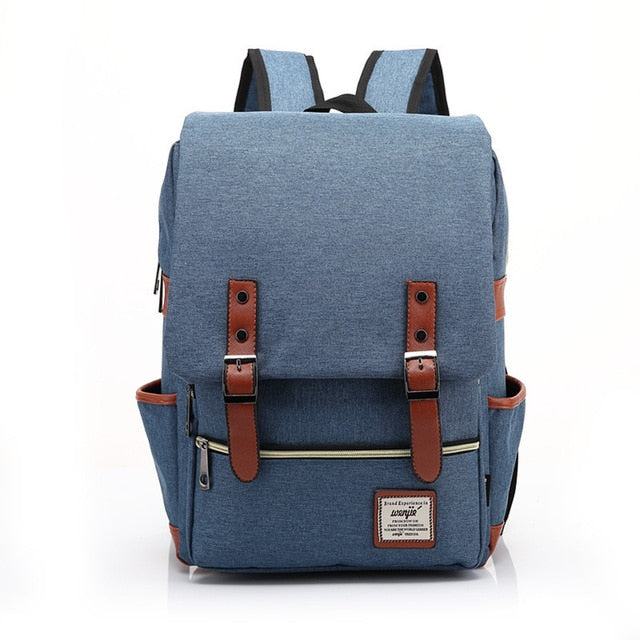 Chuwanglin Retro Men Male canvas College School Student Backpack