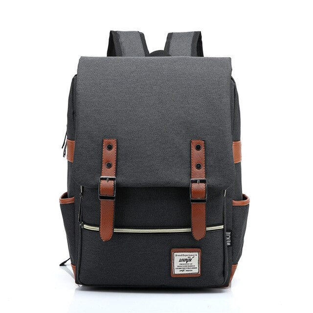 Chuwanglin Retro Men Male canvas College School Student Backpack