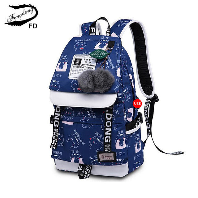FengDong cute cactus printing school backpack