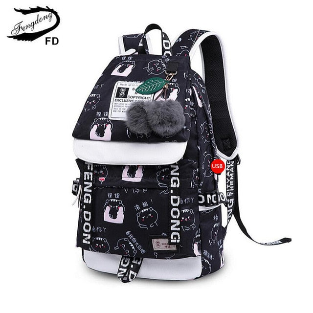 FengDong cute cactus printing school backpack