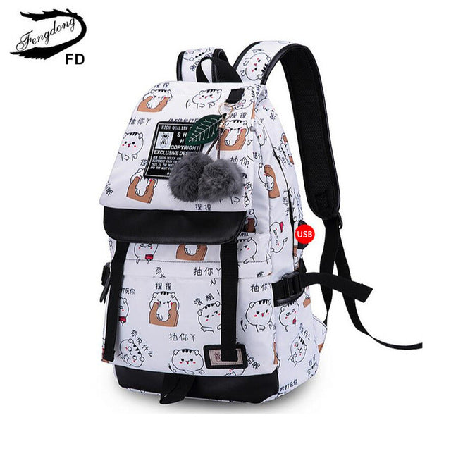 FengDong cute cactus printing school backpack