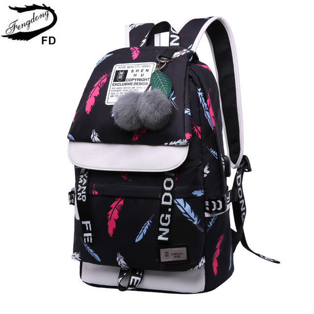 FengDong cute cactus printing school backpack