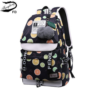FengDong cute cactus printing school backpack