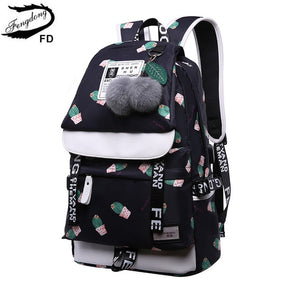 FengDong cute cactus printing school backpack