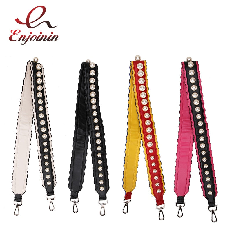 New Design Luxurious Pearl Style Stitching Colors Pu Leather Women's Shoulder Bags Tote Strap Bag Parts & Accessories 4 Colors