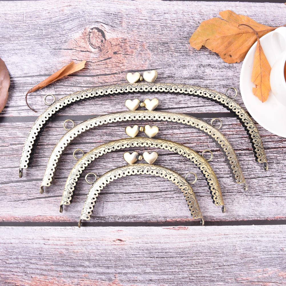1 Pcs Heart Purse Metal Kiss Clasp Lock Handbag Handle Coin Bag Frame Handle Arch For DIY Purse Bag 4 Sizes