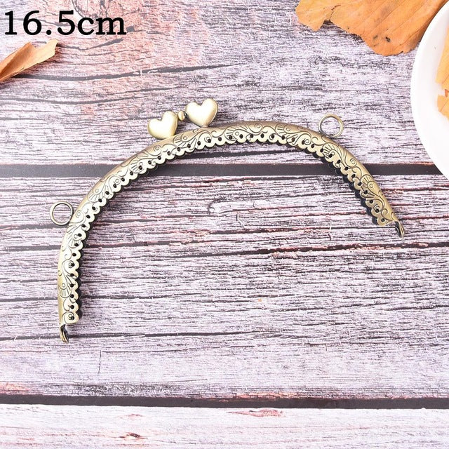 1 Pcs Heart Purse Metal Kiss Clasp Lock Handbag Handle Coin Bag Frame Handle Arch For DIY Purse Bag 4 Sizes