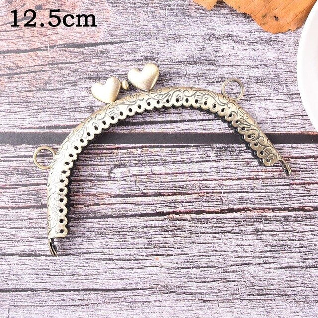 1 Pcs Heart Purse Metal Kiss Clasp Lock Handbag Handle Coin Bag Frame Handle Arch For DIY Purse Bag 4 Sizes